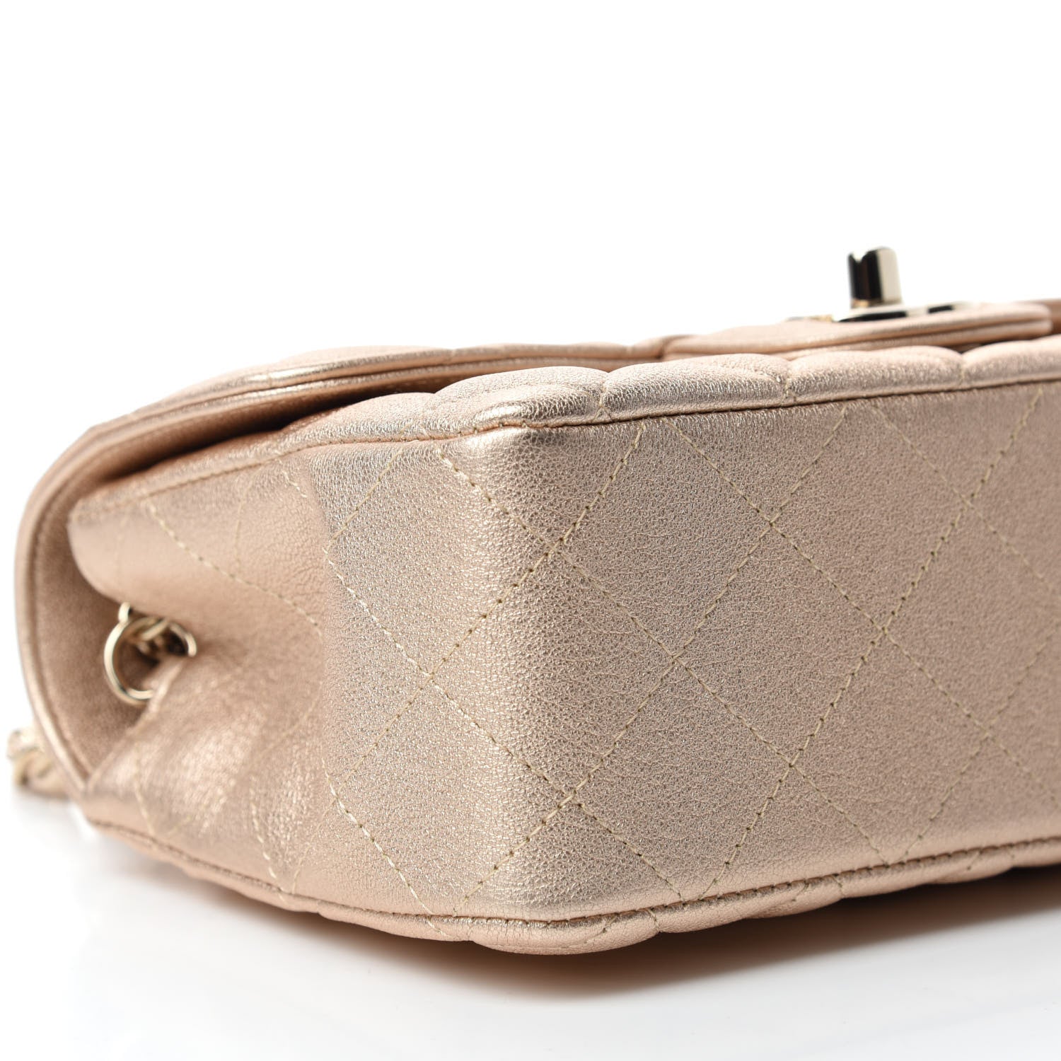 Chanel Metallic Lambskin Quilted Mini Rectangular Flap Gold 6 of 10
