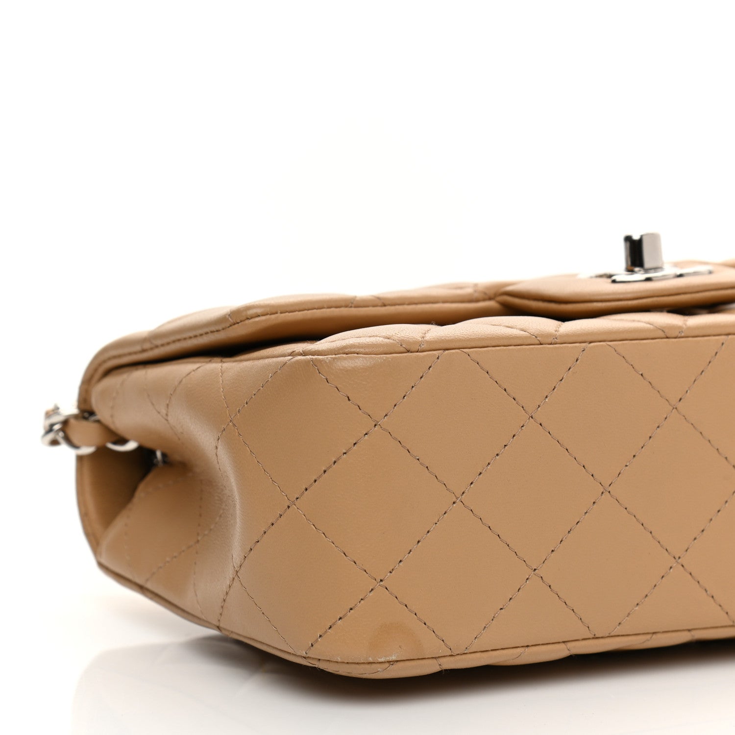 Chanel Lambskin Quilted Mini Rectangular Flap Dark Beige 9 of 10