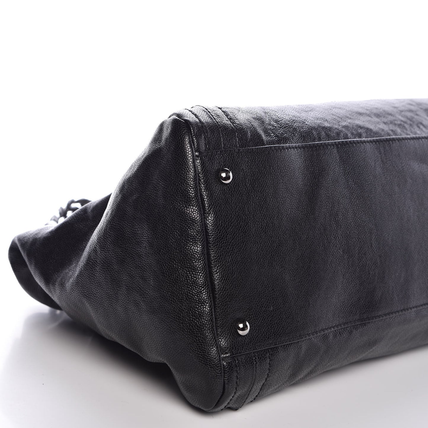 Glazed Caviar East West Modern Chain Tote Black