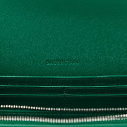 Balenciaga Extra Supple Calfskin Crocodile Embossed Gossip Wallet On Chain Jade 6 of 9