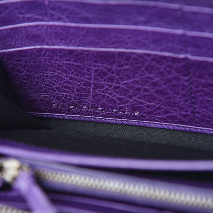 Balenciaga Agneau Classic Hardware Continental Zip Around Wallet Dark Violet 6 of 10