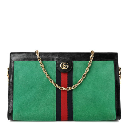 Gucci Suede Patent Web Medium Ophidia Chain Shoulder Bag New Shamarock Black 1 of 9