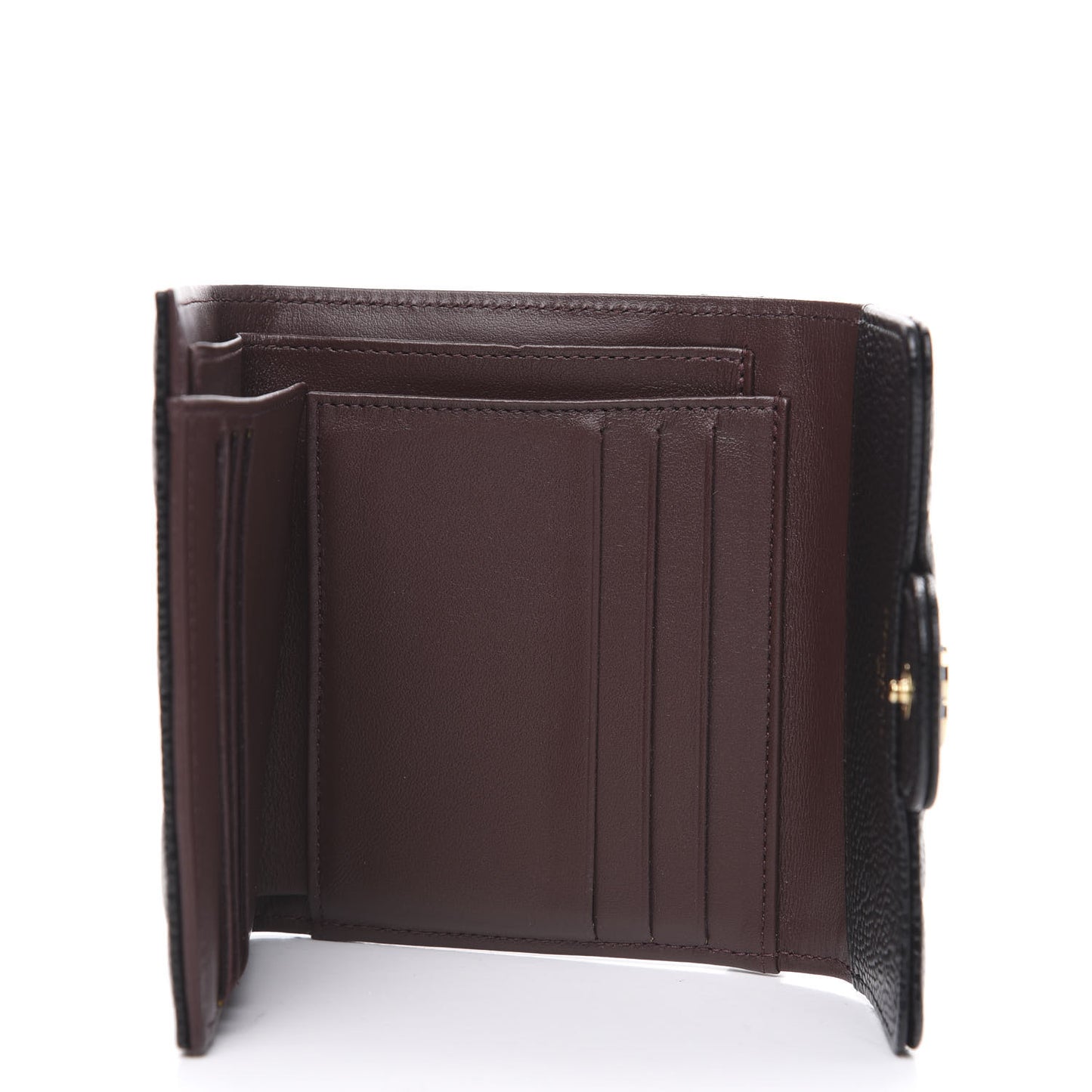 Caviar Quilted Compact Flap Wallet Black