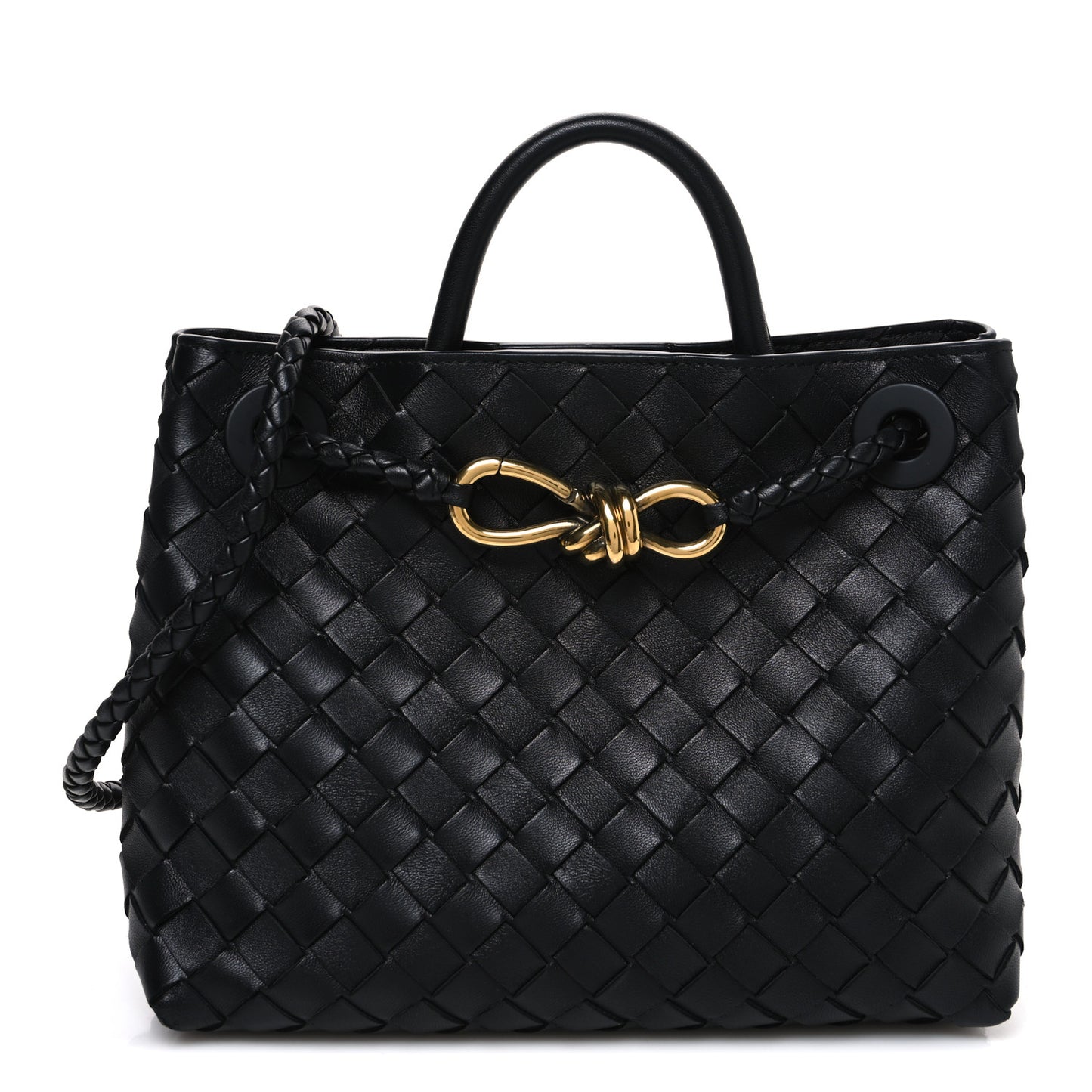 Nappa Intrecciato Small Andiamo Shoulder Bag Black