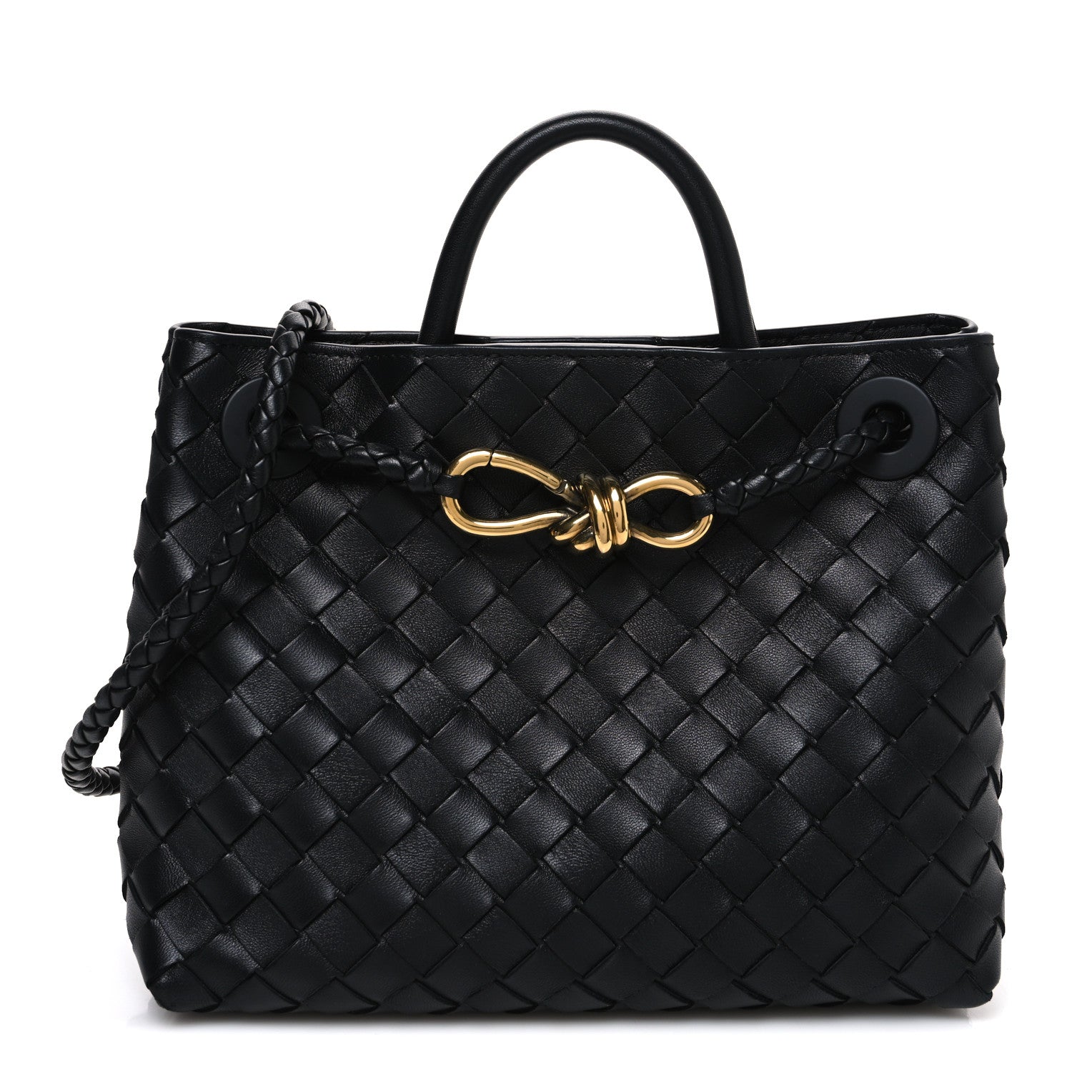 Bottega Veneta Nappa Intrecciato Small Andiamo Shoulder Bag Black 1 of 8