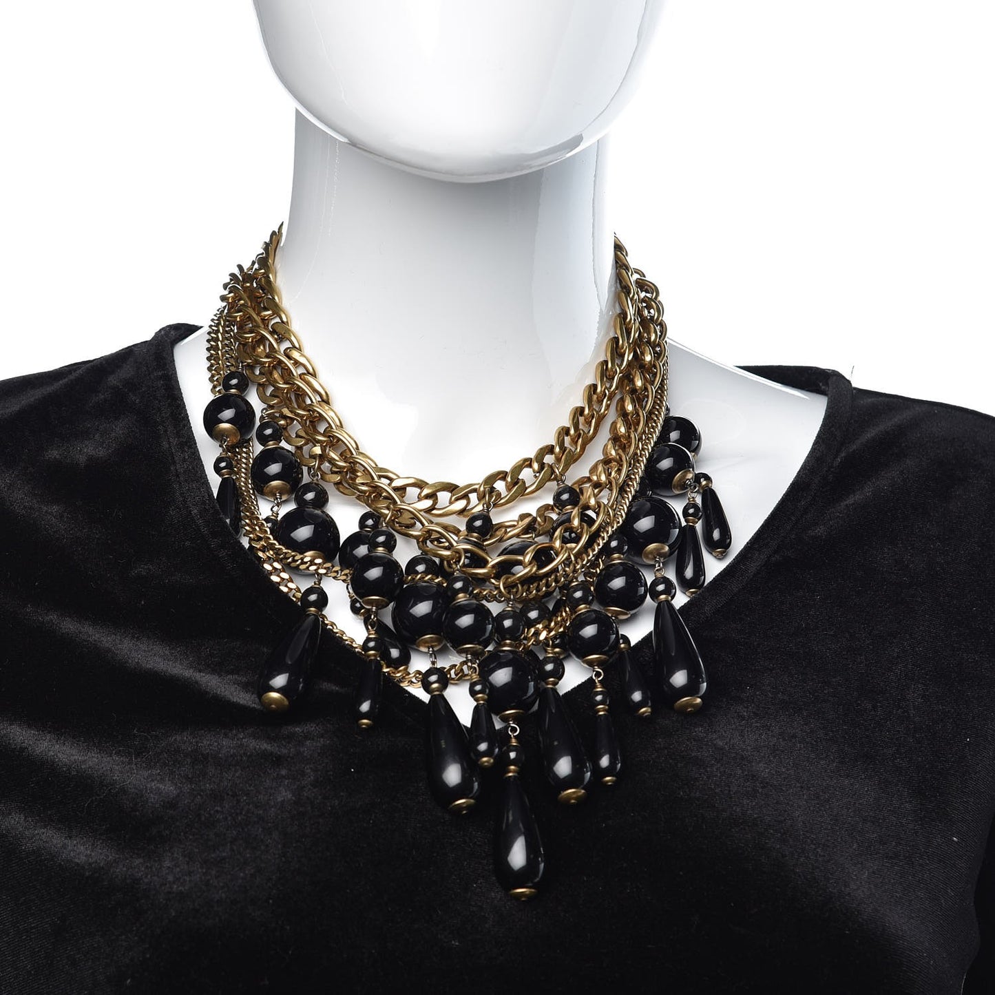 Bead Multi Strand Necklace Black Gold