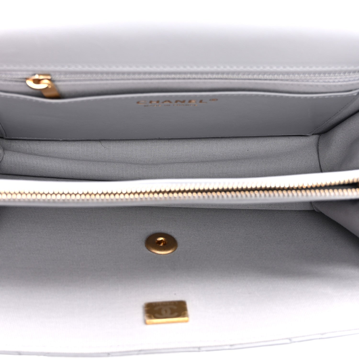 Chanel Caflskin Quilted Dual Handle Chain Flap Bag Grey 5 of 10