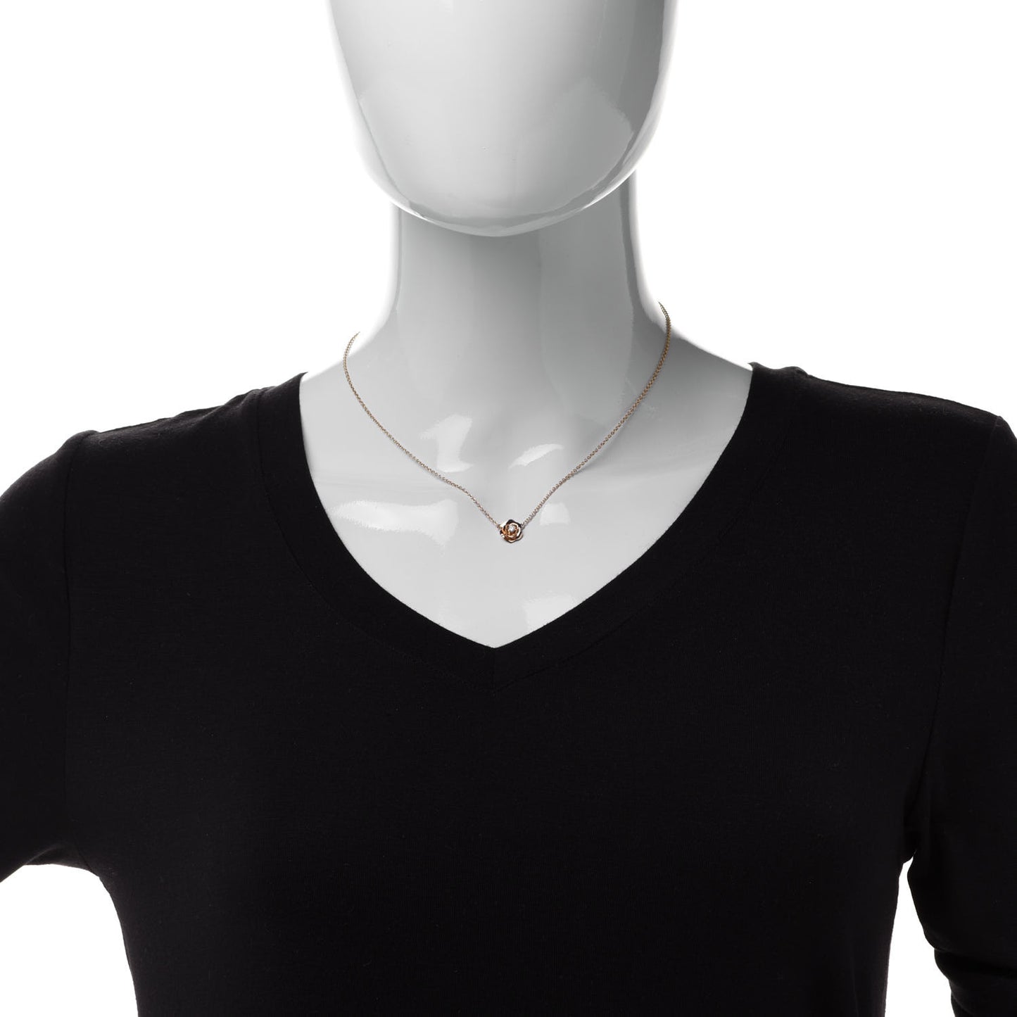 18K Rose Gold Diamond Rose Pendant Necklace