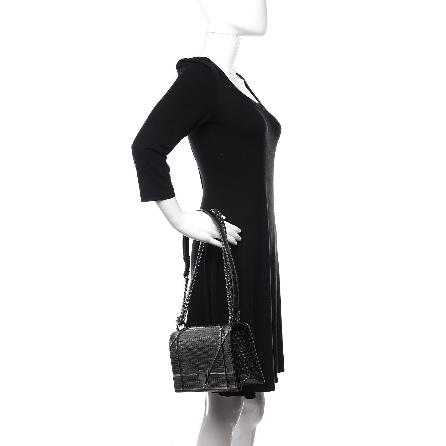 Christian Dior Metallic Patent Micro-Cannage Medium Diorama Flap Bag Silver 3 of 11