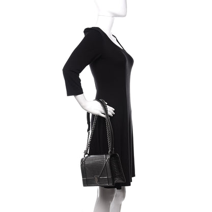 Christian Dior Metallic Patent Micro-Cannage Medium Diorama Flap Bag Silver 3 of 11