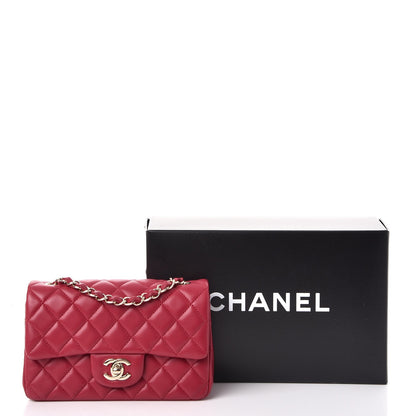 Chanel Lambskin Quilted Mini Rectangular Flap Dark Pink 9 of 9