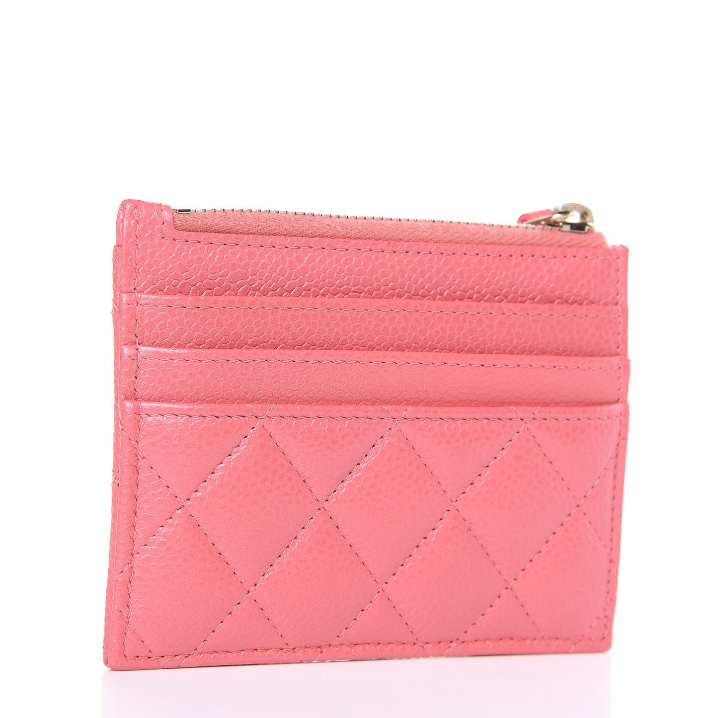 Caviar Quilted CC Zip Card Holder Pink