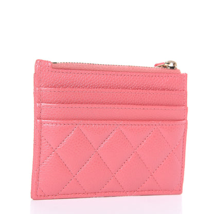 Chanel Caviar Quilted CC Zip Card Holder Pink 3 of 9