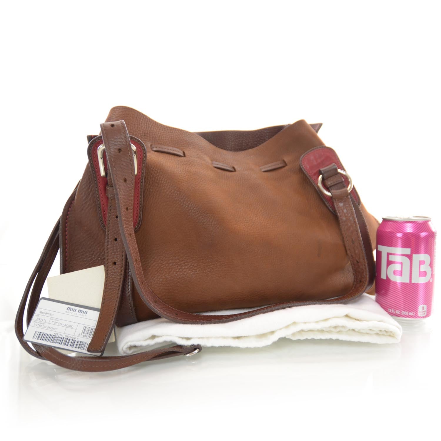 Miu Miu Vitello Peggy Shopping Tote Cocco Rosso 3 of 6