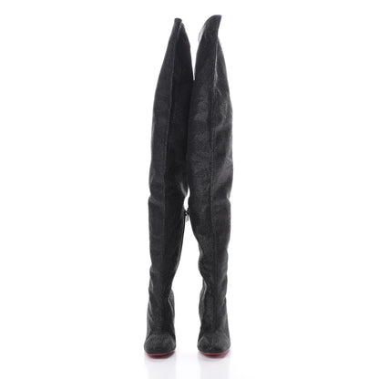 Christian Louboutin Glitter Diams New Gloria 100 Thigh High Boots 37 Black 2 of 6