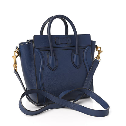 Celine Drummed Calfskin Nano Luggage Marine 2 of 9