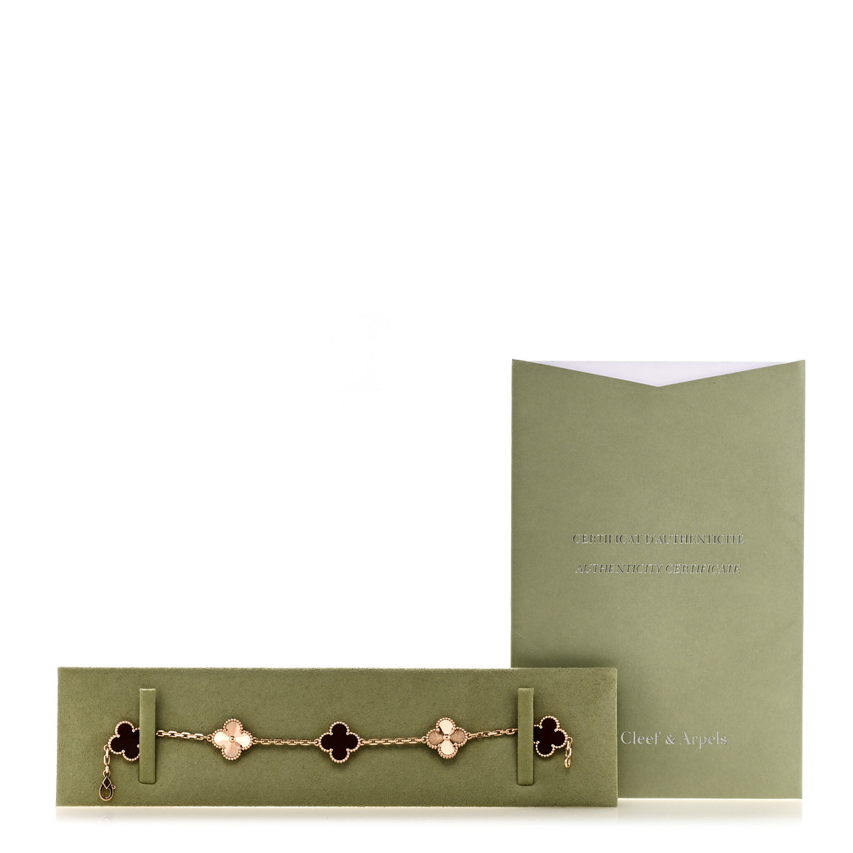 Van Cleef & Arpels 18K Rose Gold Carnelian 5 Motifs Guilloche Vintage Alhambra Bracelet 5 of 5