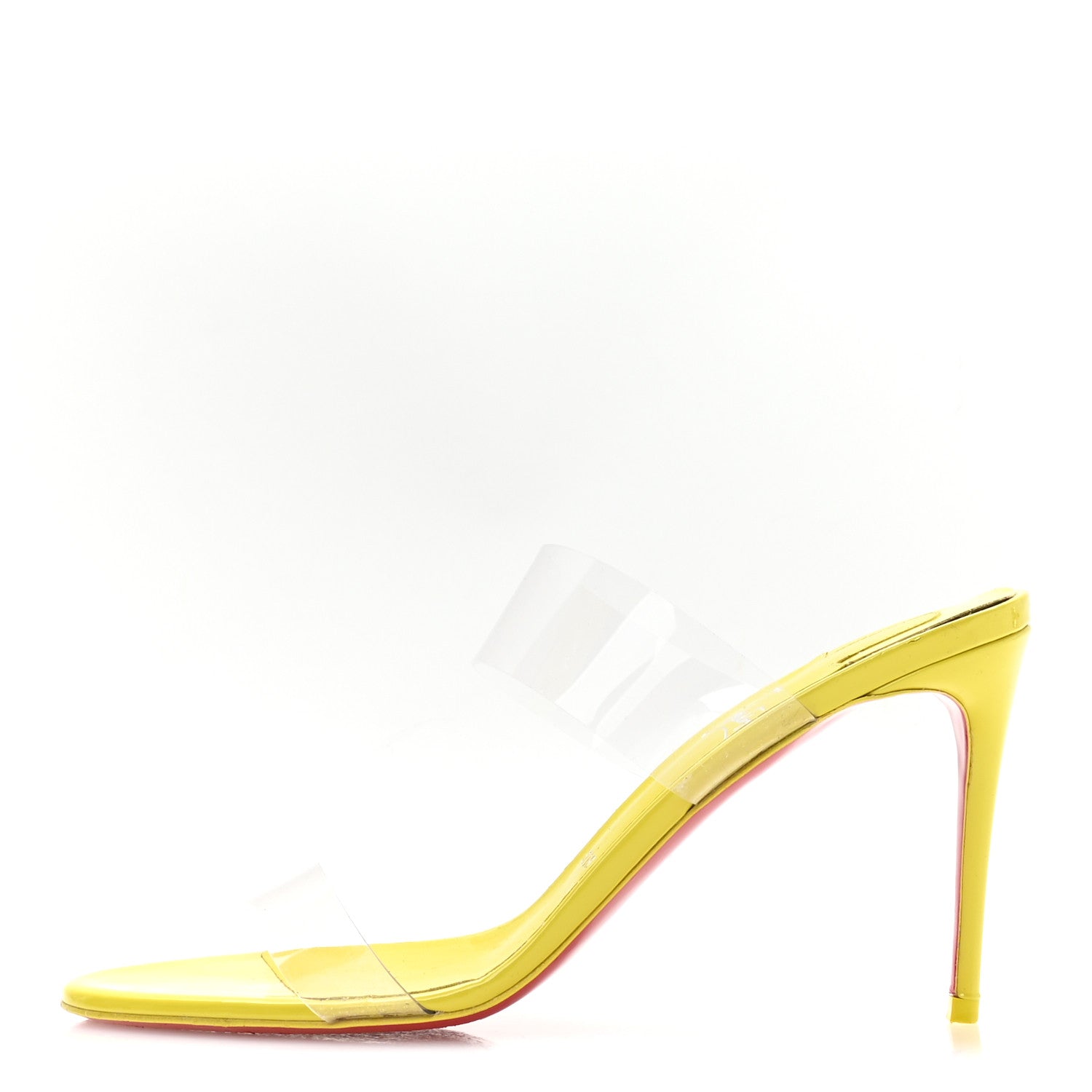 Christian Louboutin Patent PVC Just Nothing 85 Slide Sandals 39 Citrus 1 of 7