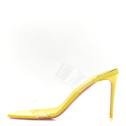 Christian Louboutin Patent PVC Just Nothing 85 Slide Sandals 39 Citrus 1 of 7