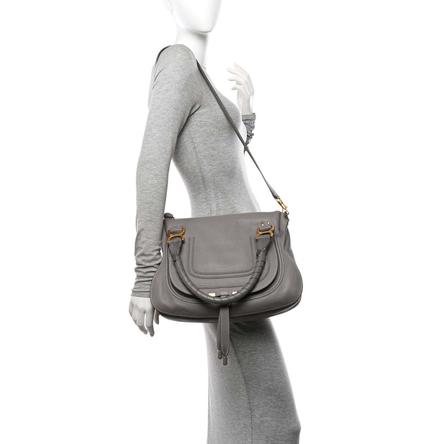 Calfskin Medium Marcie Satchel Cashmere Grey