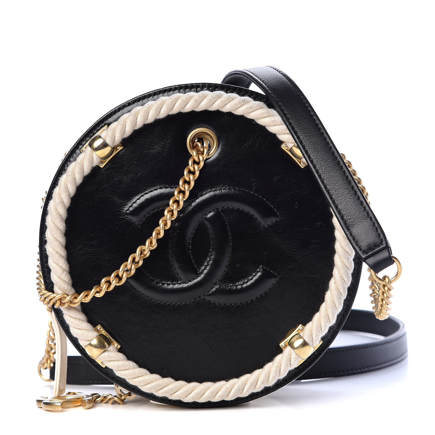 Chanel Crumpled Calfskin Cotton Small En Vogue Round Bag Black 1 of 12