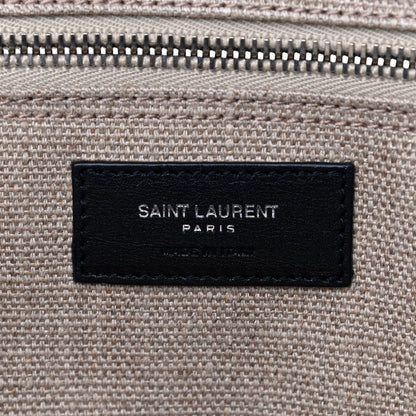 Saint Laurent Linen Calfskin Rive Gauche Tote Optic White 6 of 9