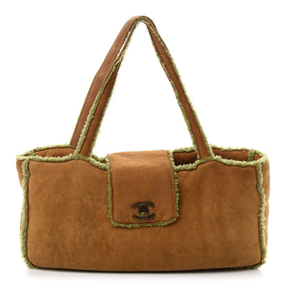 Chanel Suede Shearling Shoulder Bag Light Brown 1 of 12