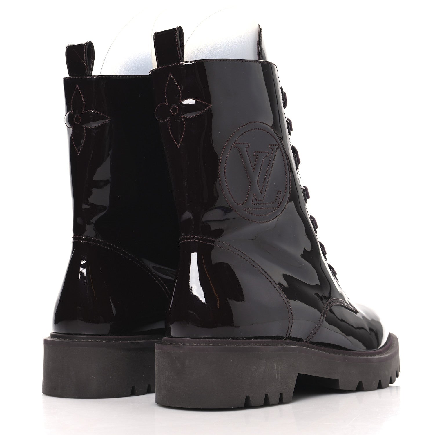 Louis Vuitton Patent Territory Ranger Boots 41 Bordeaux 4 of 8