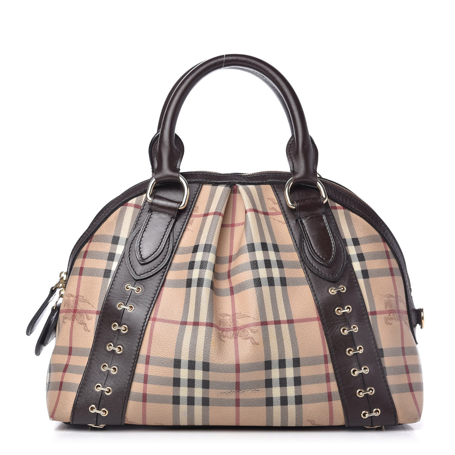 Burberry Haymarket Check Metal Stitch Thornley Satchel Chocolate 1 of 9