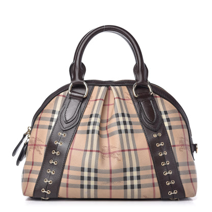 Burberry Haymarket Check Metal Stitch Thornley Satchel Chocolate 1 of 9