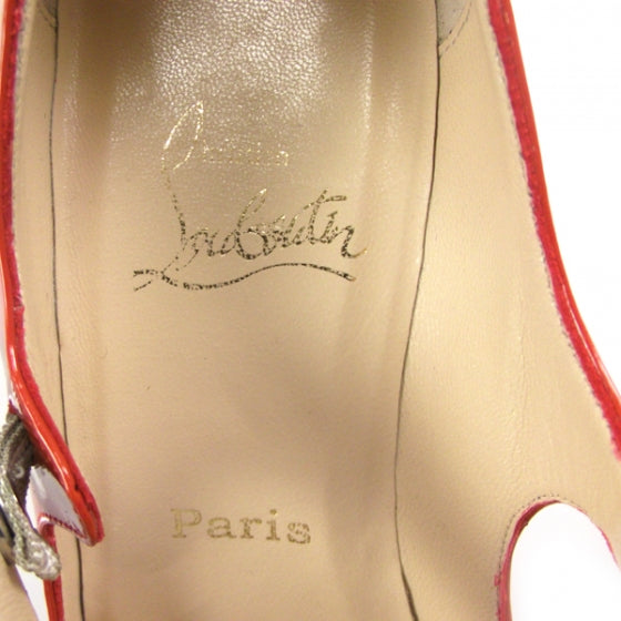 Patent Mary Jane Peep Toes 39 Red