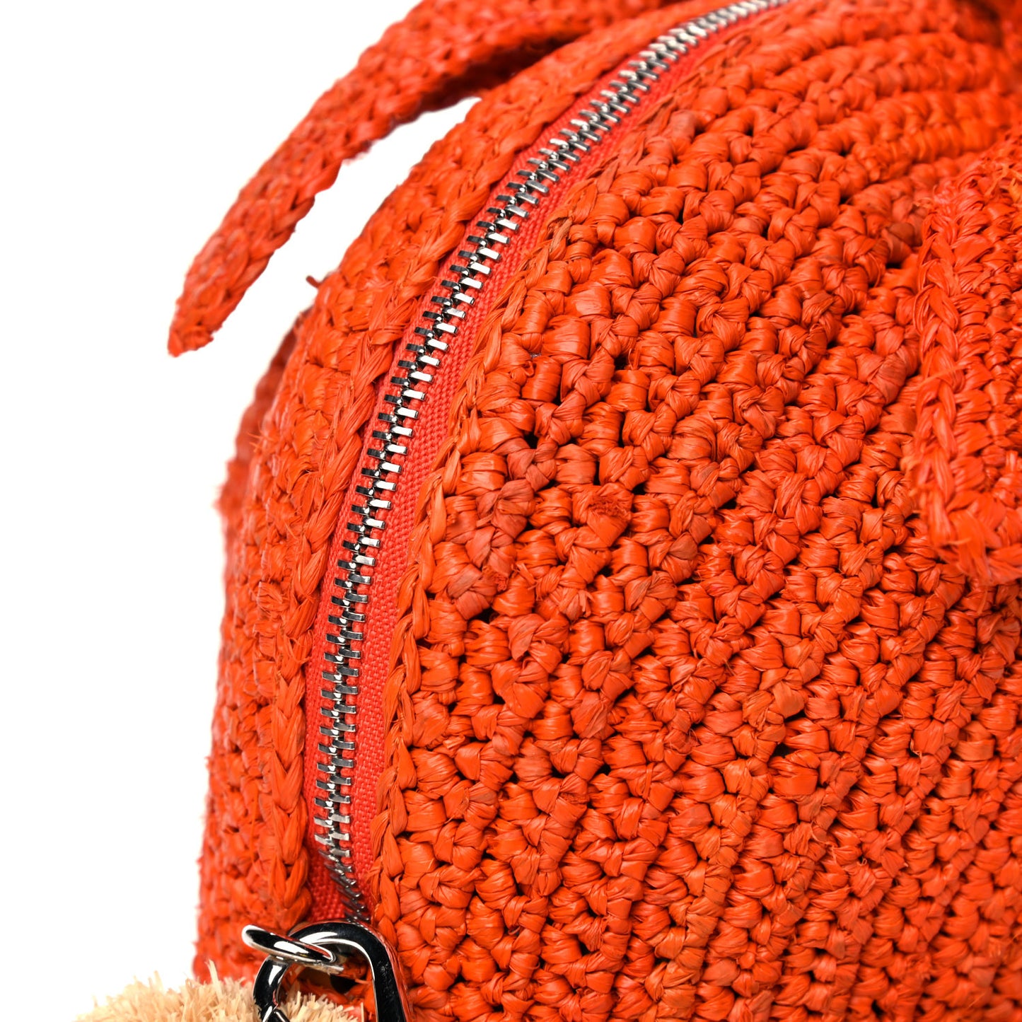Raffia Mini Bunny Crossbody Bag Orange
