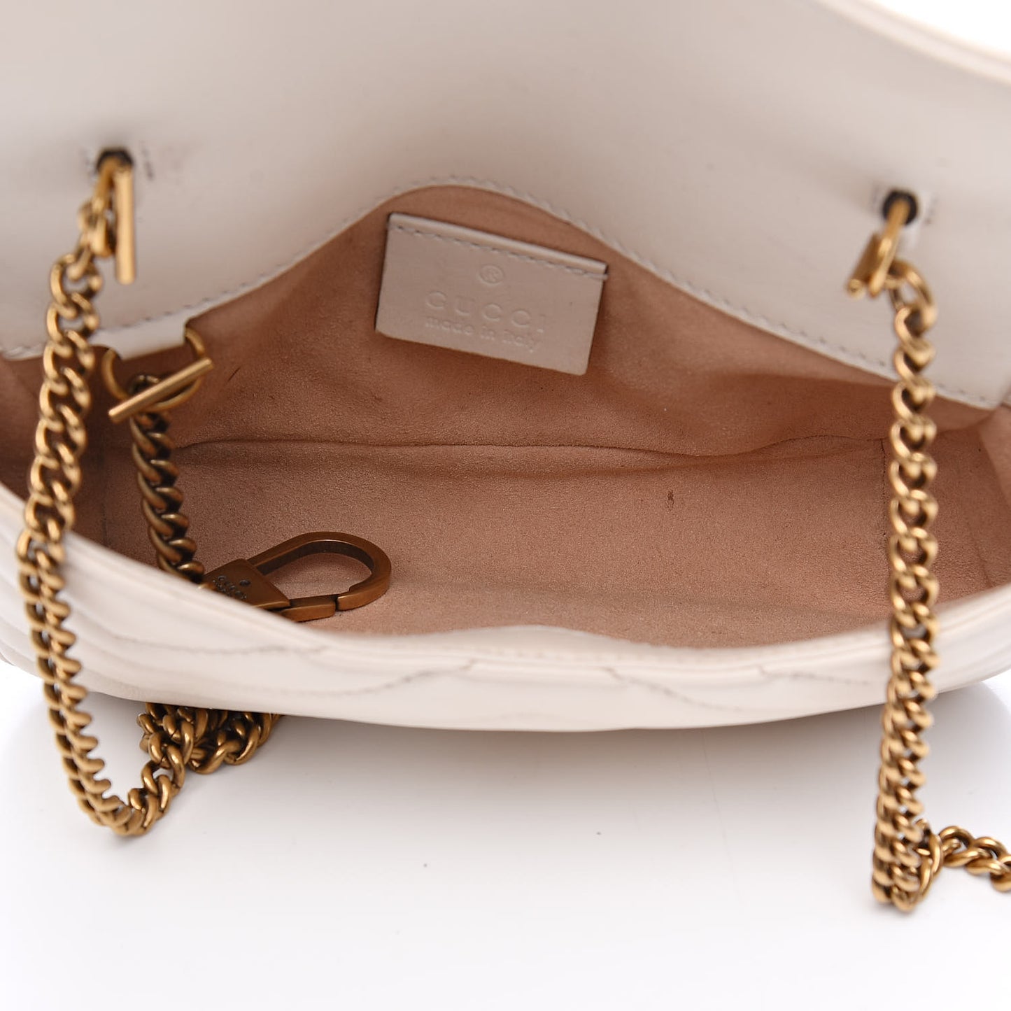 Calfskin Matelasse Super Mini GG Marmont Shoulder Bag White