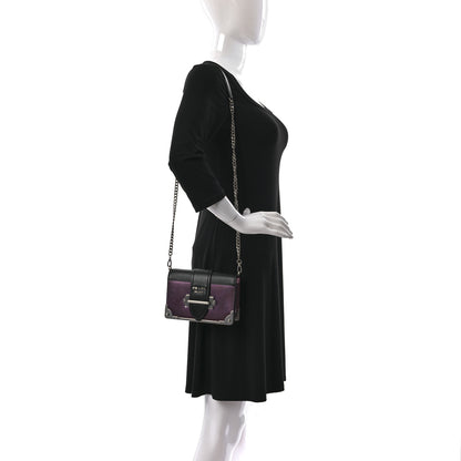 Prada Metallic Vitello Saffiano Cahier Bag Ibisco Black 2 of 11
