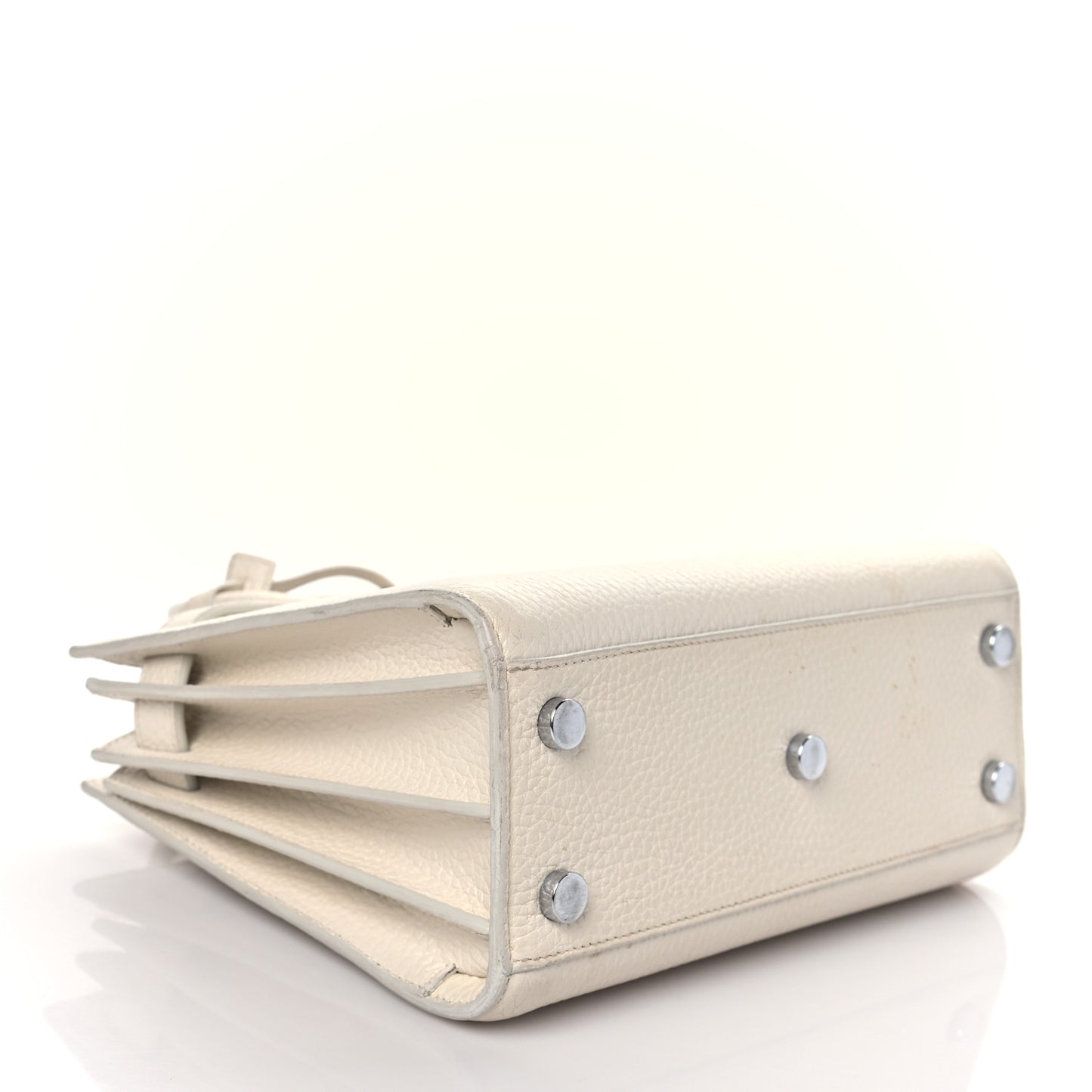 Grained Calfskin Nano Sac de Jour Dove White