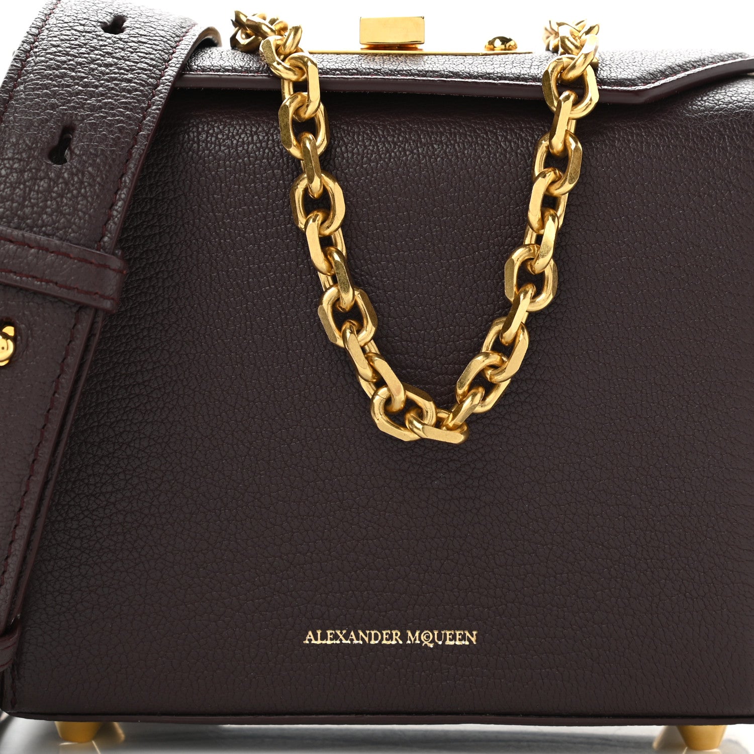 Alexander McQueen Silky Amish Grained Goatskin Box Shoulder Bag 16 Burgundy 14 of 19