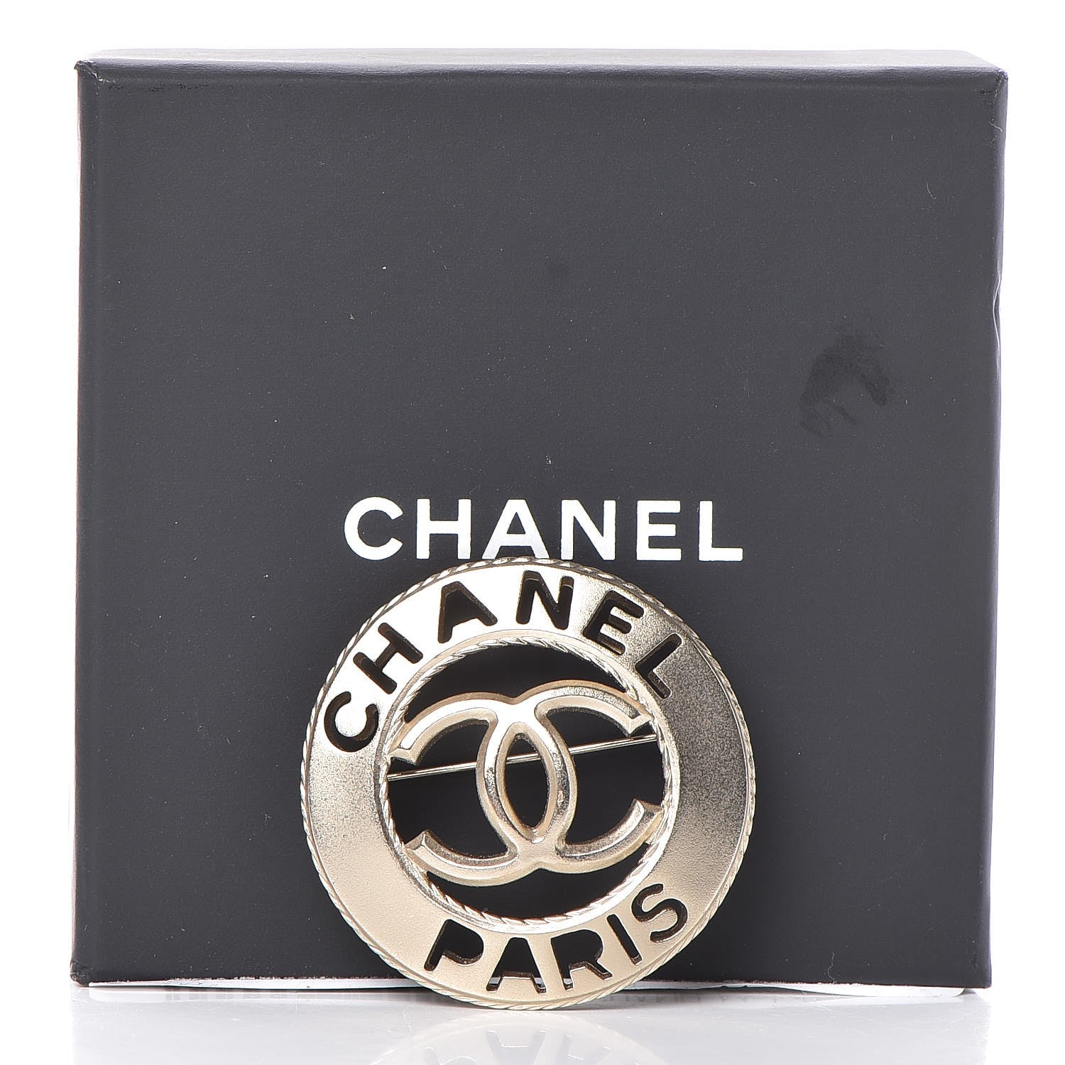 Chanel Metal CC Paris Brooch Light Gold 6 of 6