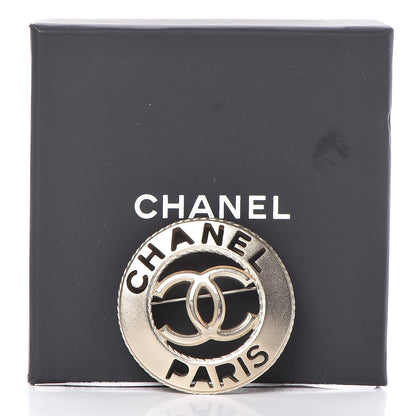 Chanel Metal CC Paris Brooch Light Gold 6 of 6