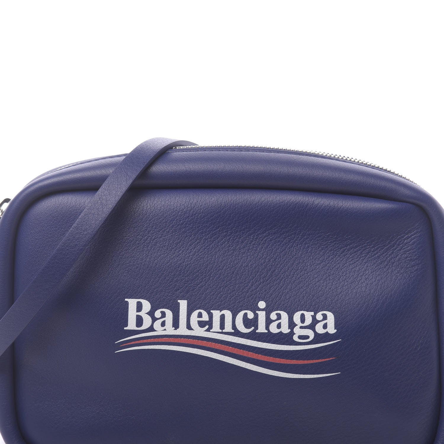 Balenciaga Calfskin Political Campaign Logo S Everyday Camera Bag Bleu 8 of 10