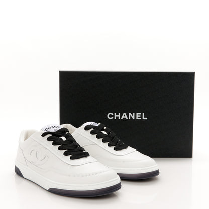 Chanel Calfskin CC Womens Sneakers 40 White Black 11 of 11