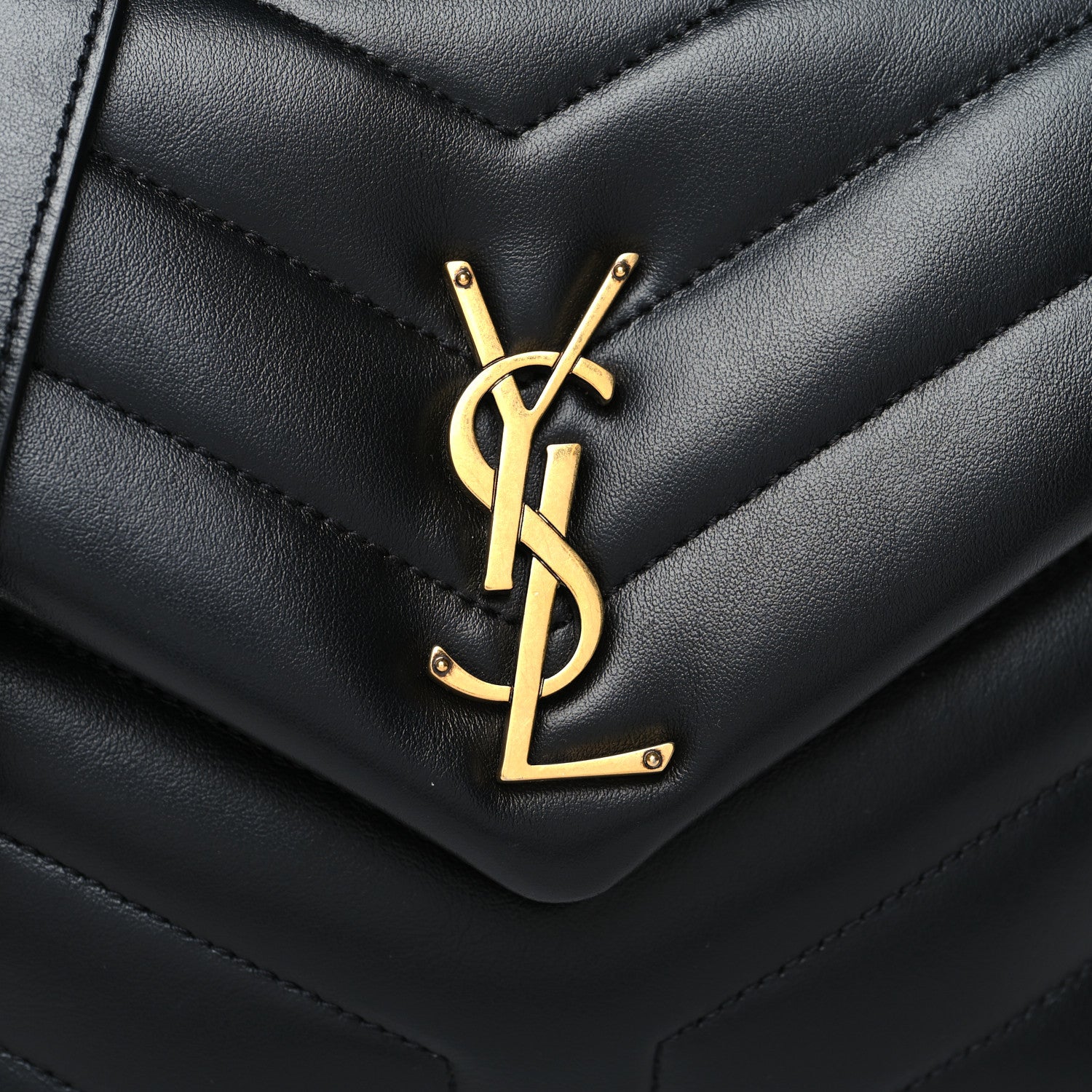 Saint Laurent Calfskin Y Quilted Monogram Small Loulou Chain Satchel Black 9 of 11