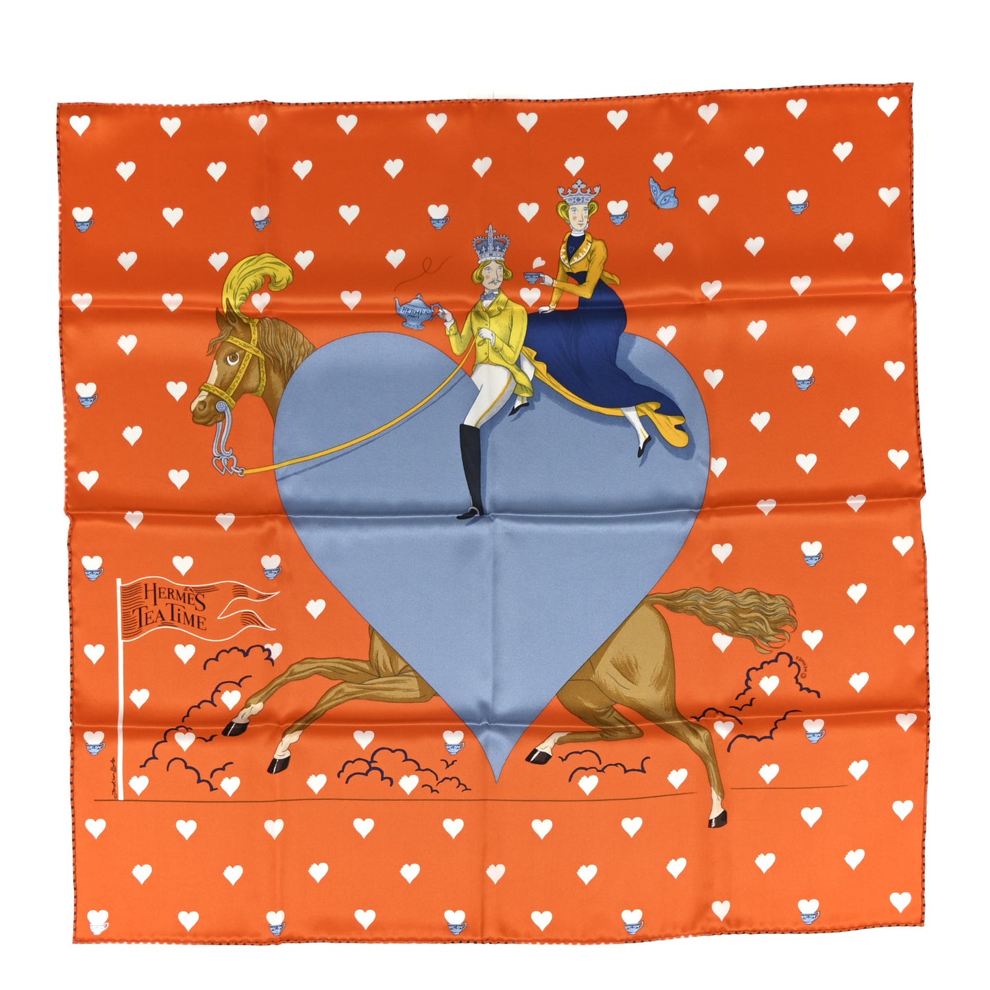 Silk Tea Time Scarf 70 Orange Gris White