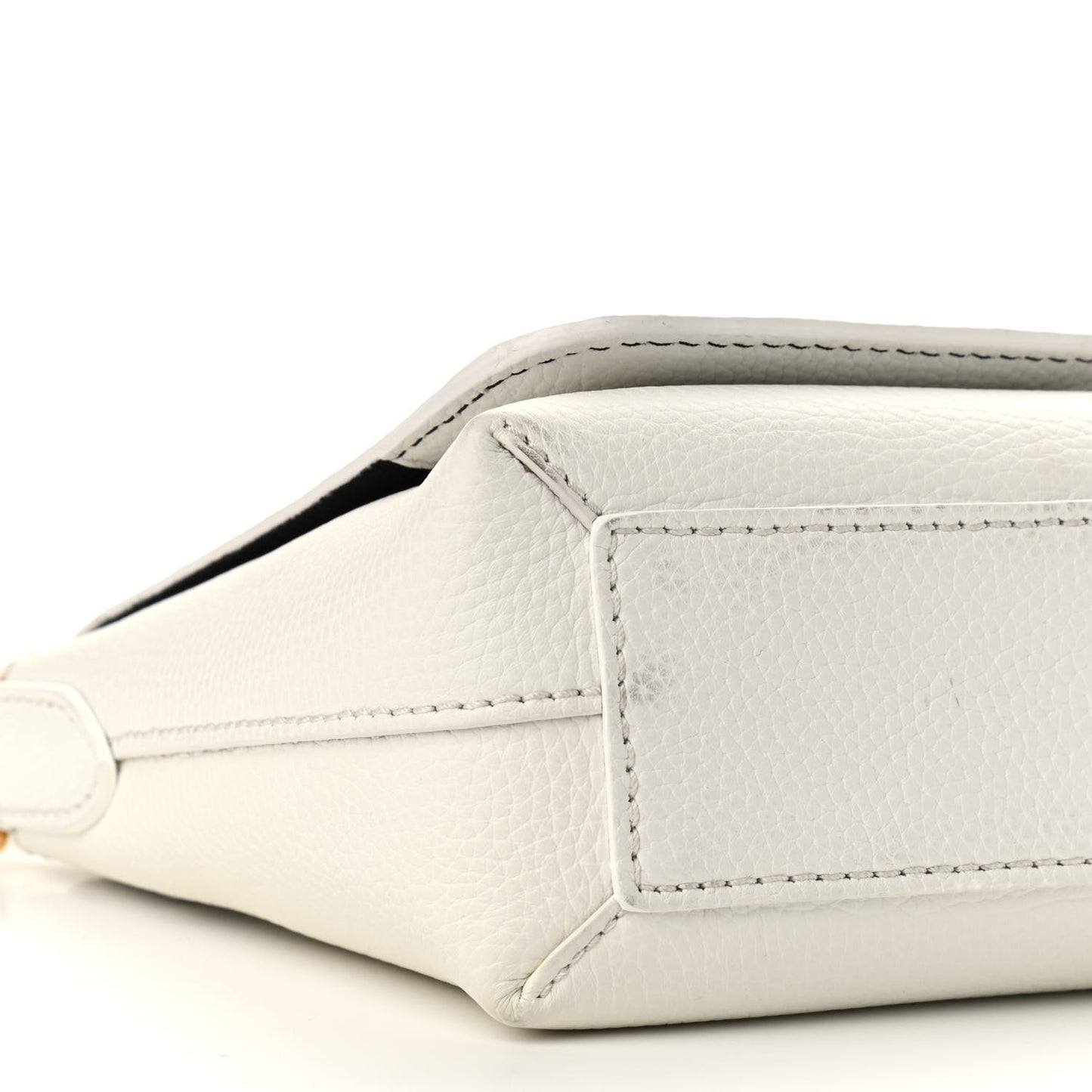 Grainy Calfskin Embossed Small Messenger White