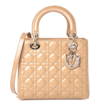 Christian Dior Patent Cannage Medium Lady Dior Beige 1 of 12