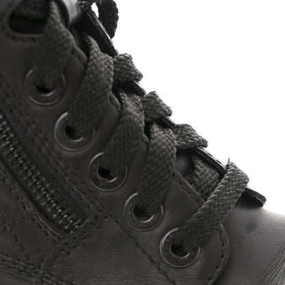 Chanel Calfskin Quilted Lace Up Combat Boots  38 Black 11 of 12
