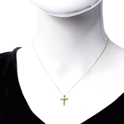 Tiffany 18K Yellow Gold Diamond Cross Pendant Necklace 2 of 6