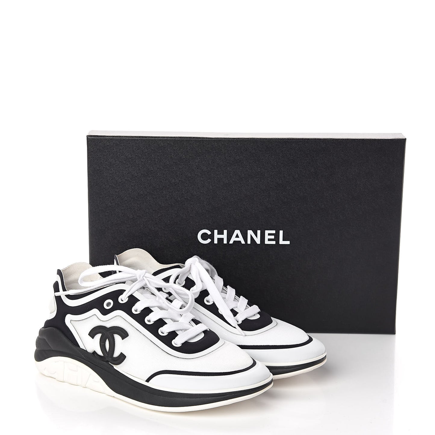 Suede Calfskin Stretch Fabric CC Sneakers 37 White