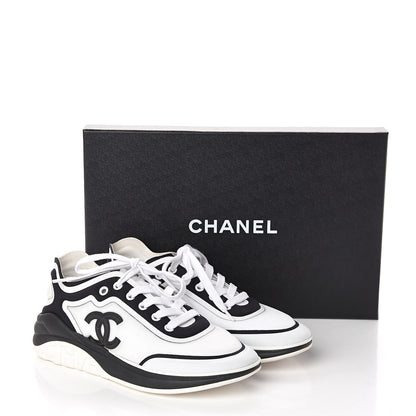 Chanel Suede Calfskin Stretch Fabric CC Sneakers 37 White 7 of 7