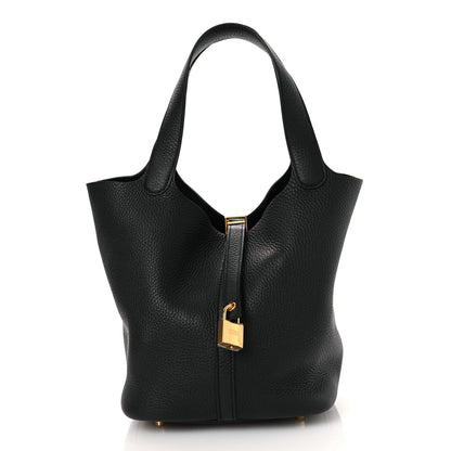 Hermes Taurillon Clemence Picotin Lock 22 MM Black 1 of 11