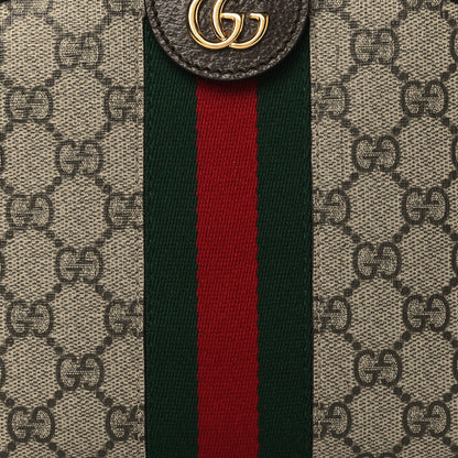 Gucci GG Supreme Monogram Textured Dollar Calfskin Web Small Ophidia Dome Shoulder Bag Beige Ebony New Acero 9 of 11